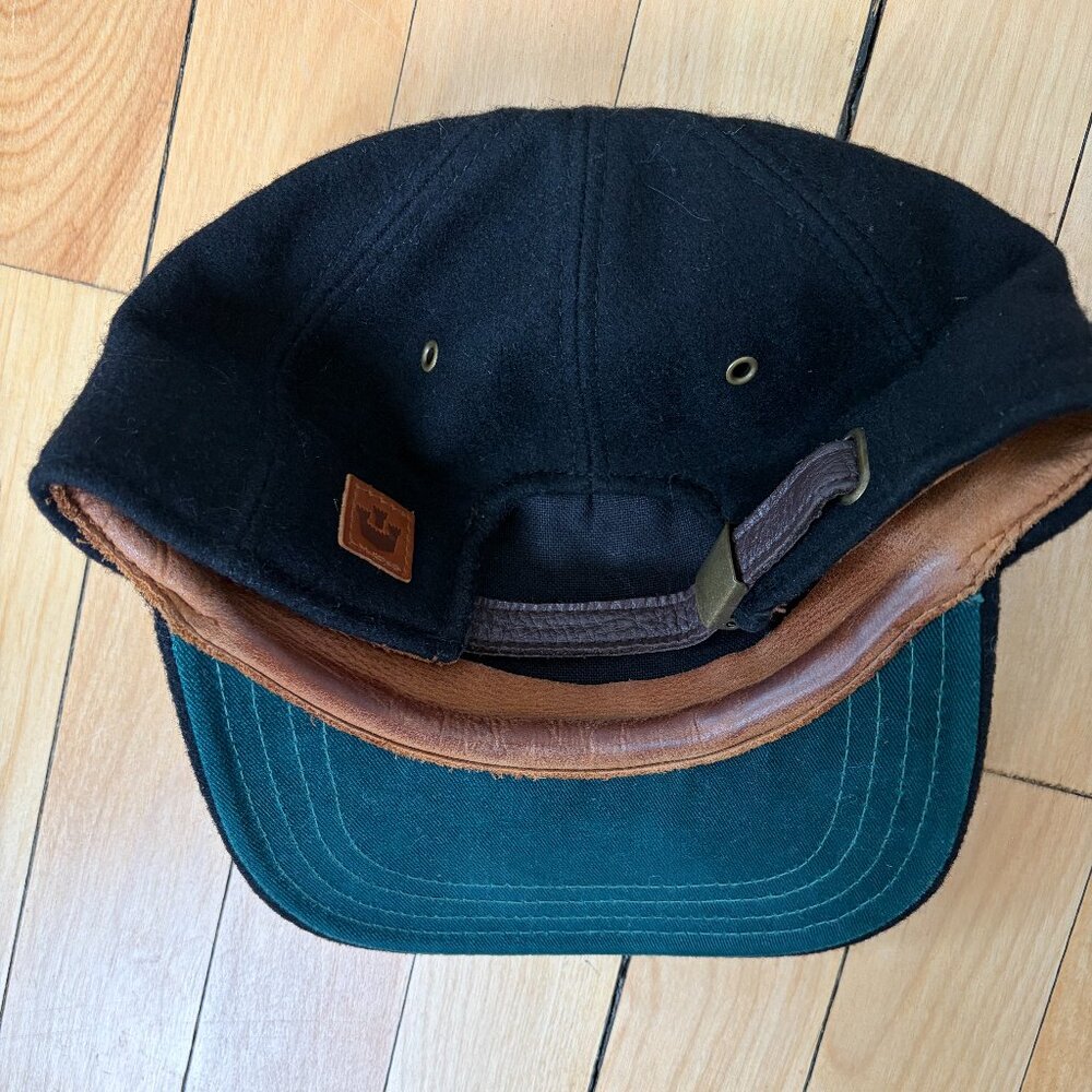 Goorin Bros. Black 100% Wool and Leather Liner Flat Brim Baseball Cap Hat